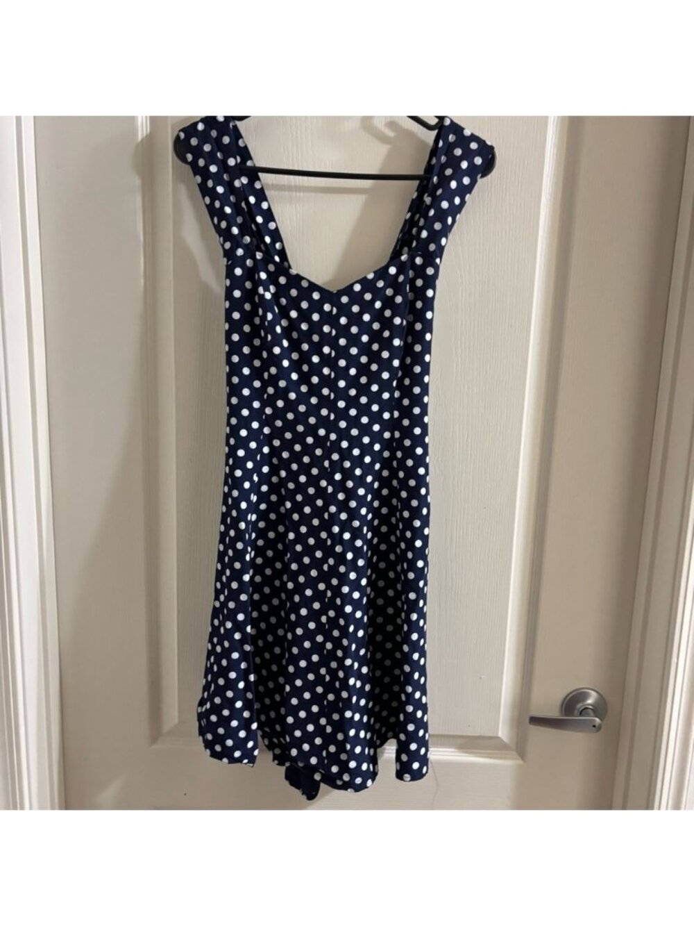Polka Dot Sleeveless Dress - Navy and White